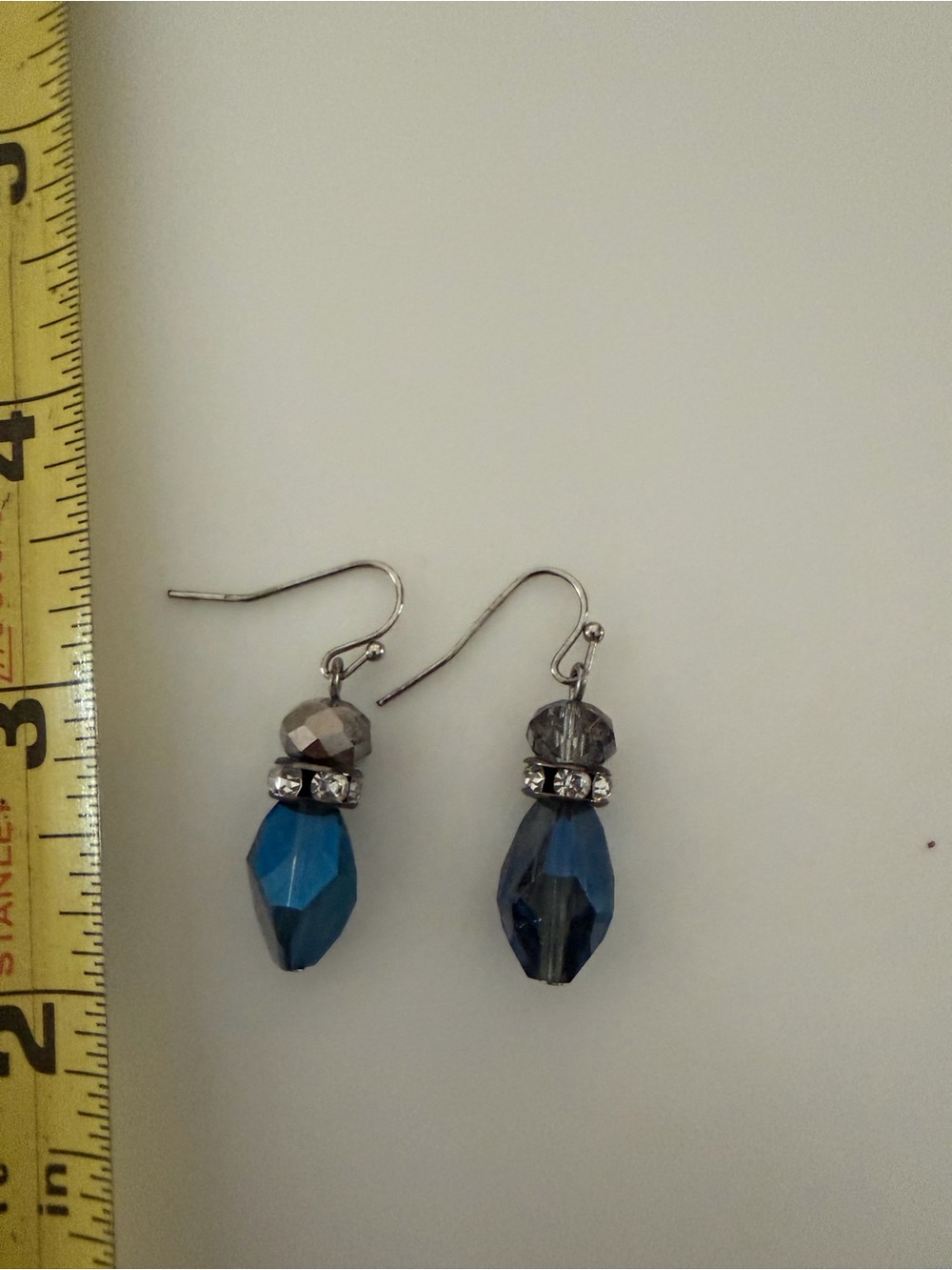 Blue Crystal Drop Earrings - Elegant Women's Jewelry